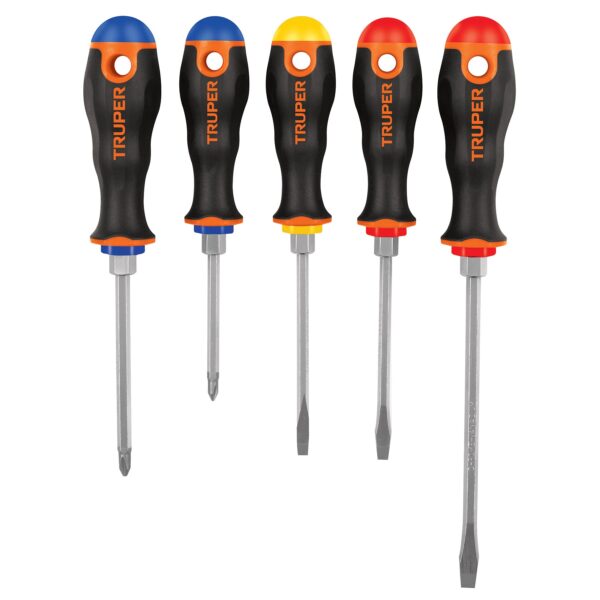 Juego de 5 desarmadores con mango Comfort Grip - Truper