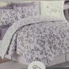 Juego de cama de 6 piezas tamaño King color blanco/morado