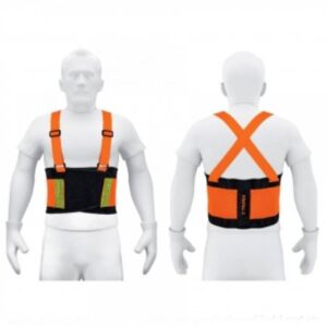 Alternative view of Faja lumbar con reflejantes y tirantes ajustables, color naranja, talla L - Marca Truper