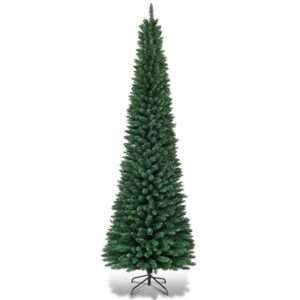 Arbol de navidad sin iluminación delgado de 9 pies marca Costway