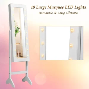 Alternative view of Joyero con espejo de madera para almacenar cosméticos y maquillaje, color blanco -Costway