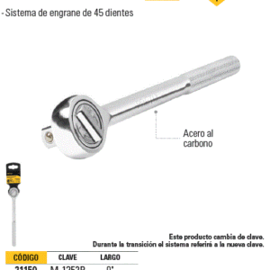 Alternative view of Matraca de cuadro 1/2' con cabeza redonda marca Pretul