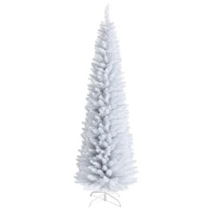 Árbol de navidad tipo lápiz color blanco de 7 pies - Costway