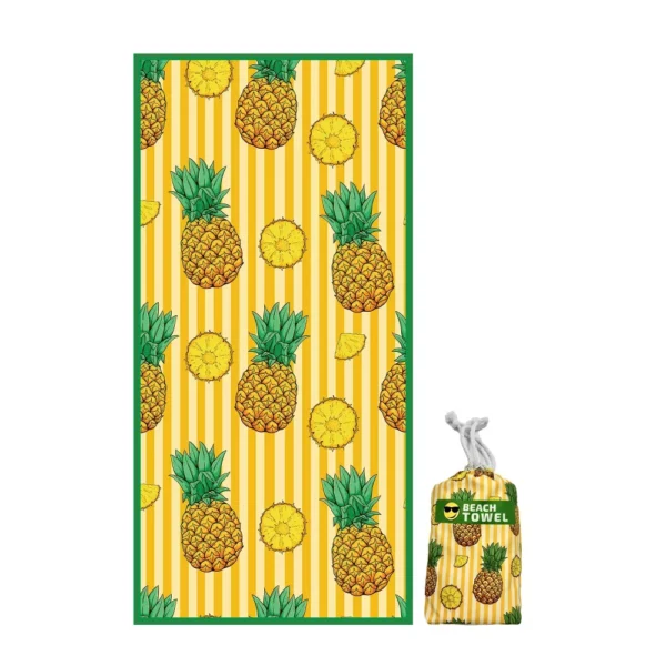 Toalla de playa con diseño de piña de microfibra extraliviana 30x60 in -BeachTech
