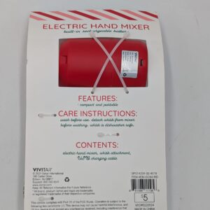 Alternative view of Batidora de mano portátil recargable color roja - VIVITAR