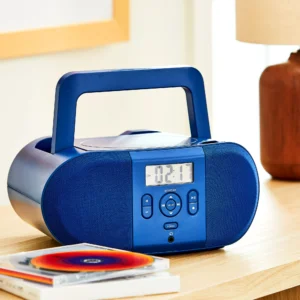 Radio digital portátil color azul de la marca Onn