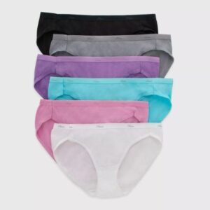 Paquete de 6 calzones tipo bikini para mujer, talla 8 - Marca Hanes