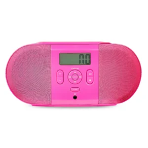 Radio digital FM / CDs color rosa inalámbrico marca Onn