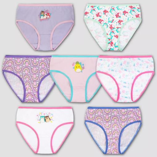 Paquete de 7 calzones para niña, talla 6 - Marca Squishmallows