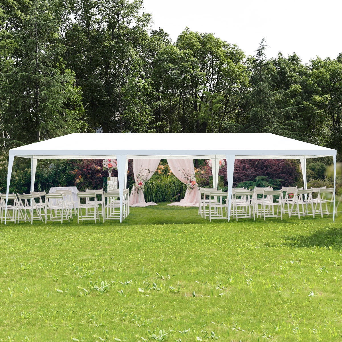 Carpa blanca de 10 x 30 pies con paredes marca Costway - Imagen 4