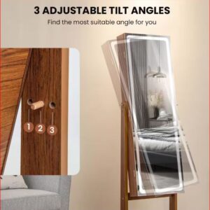 Alternative view of Armario organizador de joyas de madera con espejo y luz LED - Costway