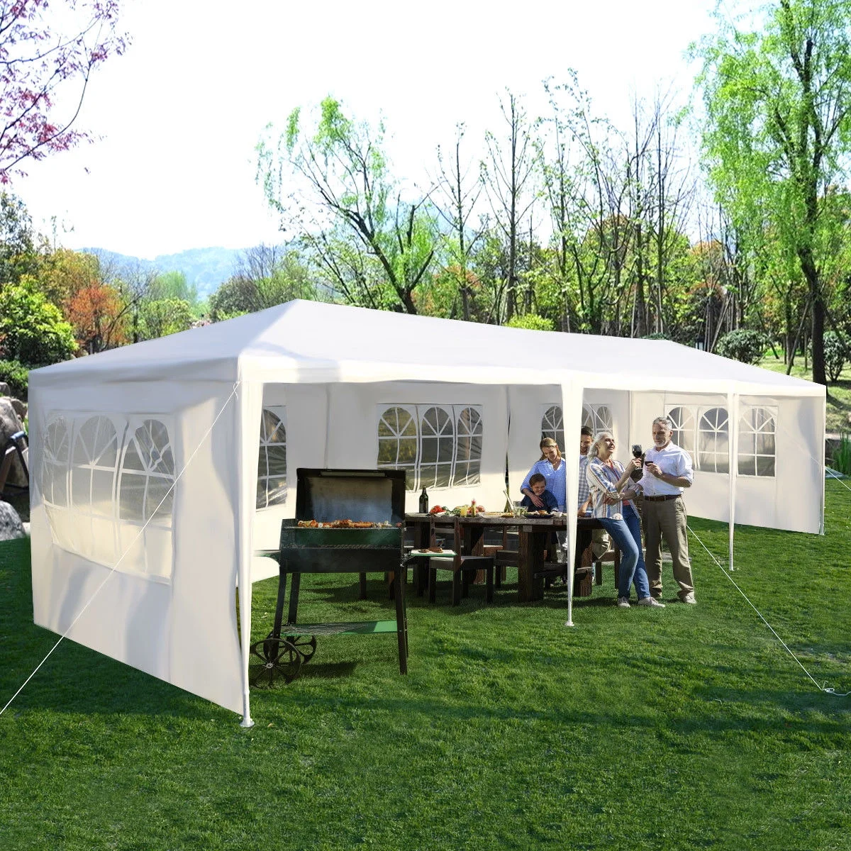 Carpa blanca de 10 x 30 pies con paredes marca Costway - Imagen 3