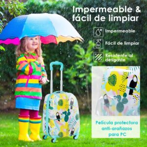 Alternative view of Equipaje de viaje para niños de cáscara dura con ruedas y diseño de flamencos