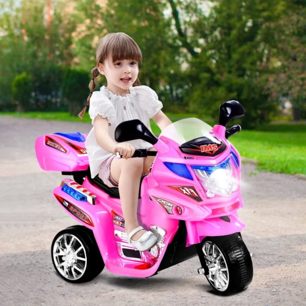 Motocicleta electrica de juguete para niña con 3 Ruedas, de 6V color rosa -Costway