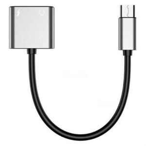 Adaptador de aluminio tipo C con 2 entradas: Entrada tipo C y 3,5 mm - Marca AUX