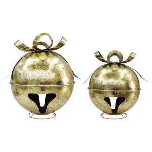 Decoración de 2 cascabeles navideños color dorado de 24x26,5" y 20,25x22" -Member's Mark