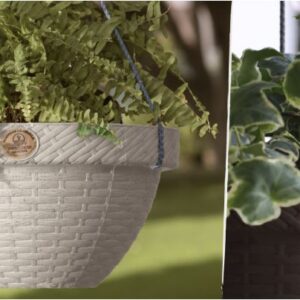 Alternative view of Maceta de plástico diseño rattan colgante de 26.3 cm color chocolate