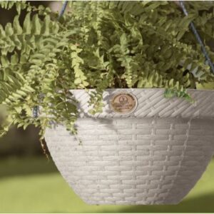 Alternative view of Maceta de plástico diseño Rattan colgante de 26.3 cm color blanco