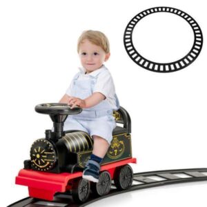 Tren eléctrico rojo montable para niños marca Costway
