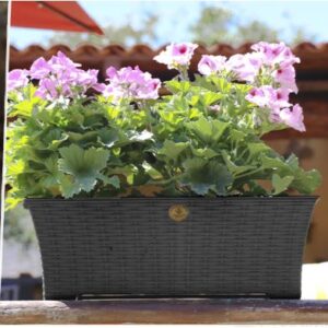 Alternative view of Jardinera de plástico diseño rattan de 45 cm color GRIS OXFORD