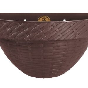 Maceta de plástico diseño rattan para Pared de 22.2 cm color chocolate