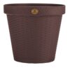 Maceta de plástico diseño Rattan redonda de 15 cm color chocolate