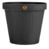 Maceta de plástico diseño Rattan redonda de 15 cm color gris
