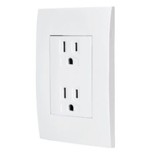 Contacto duple de 2 conectores con clavija de tierra, color blanco - Marca Volteck