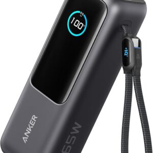 Batería portátil 25 000 mAh, 165 W, USB-C integrado y cable retráctil - Anker
