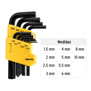 Alternative view of Juego de 10 llaves Allen mm con punta hex y organizador - PRETUL