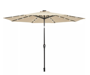 Sombrilla para exteriores de 10ft y luces LED solares, color beige -