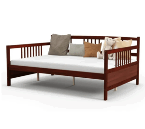 Sofá cama matrimonial de madera, color cerezo (no incluye colchón)