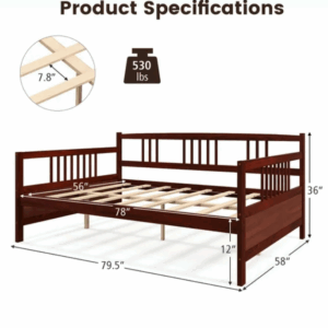 Alternative view of Sofá cama matrimonial de madera, color cerezo (no incluye colchón)