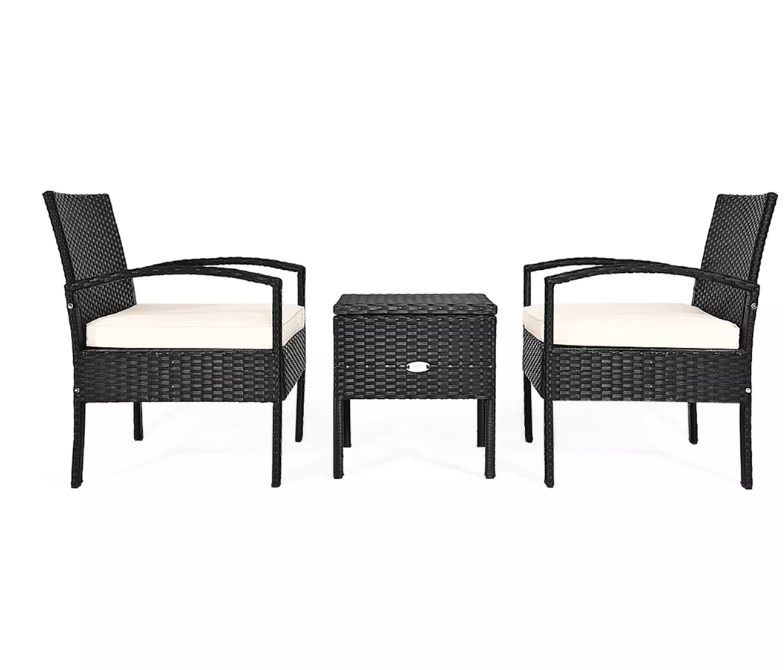 Juego de muebles para patio de 3 piezas de ratán