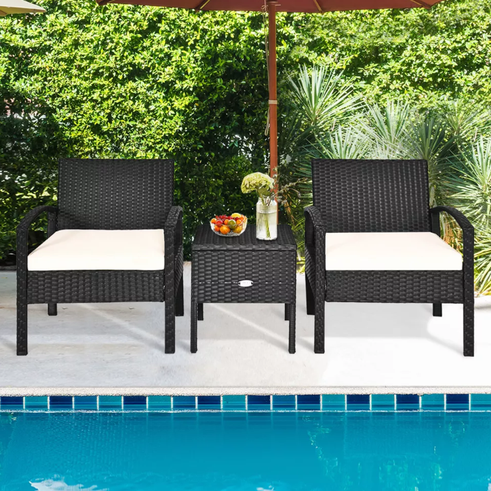 Juego de muebles para patio de 3 piezas de ratán - Imagen 3