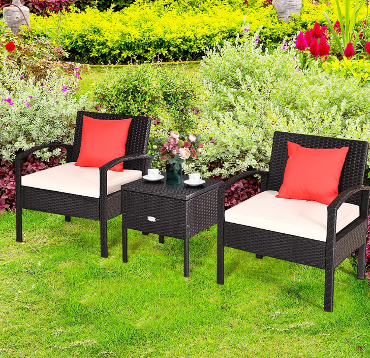 Juego de muebles para patio de 3 piezas de ratán - Imagen 6
