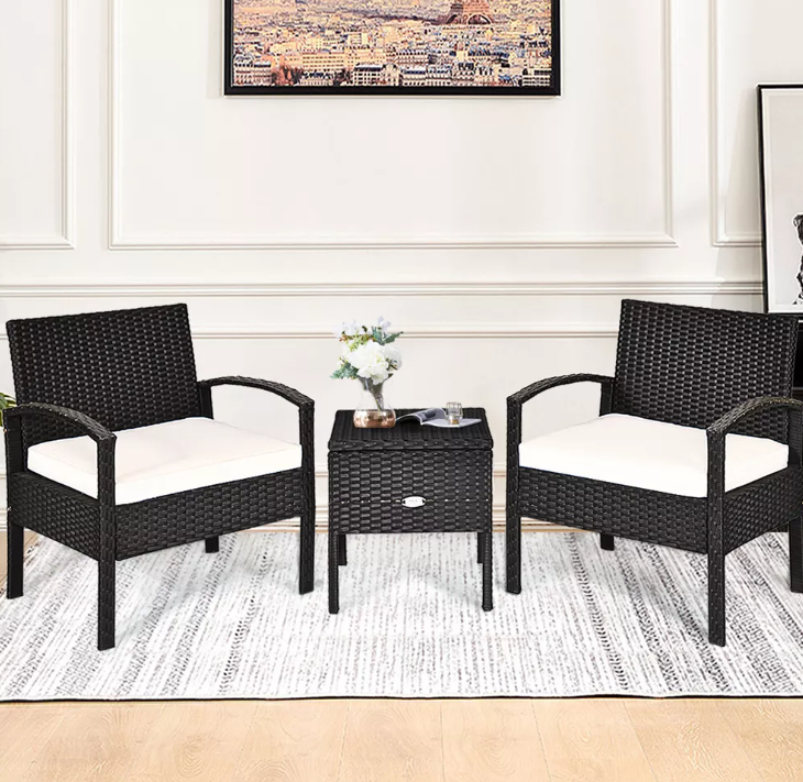 Juego de muebles para patio de 3 piezas de ratán - Imagen 2