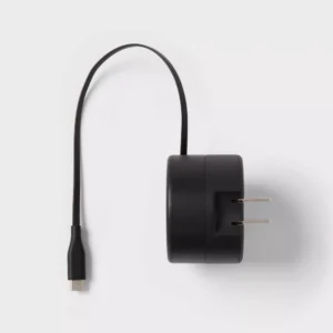 Alternative view of Cargador de pared con cable USB-C retráctil de 90 cm, color negro - heyday