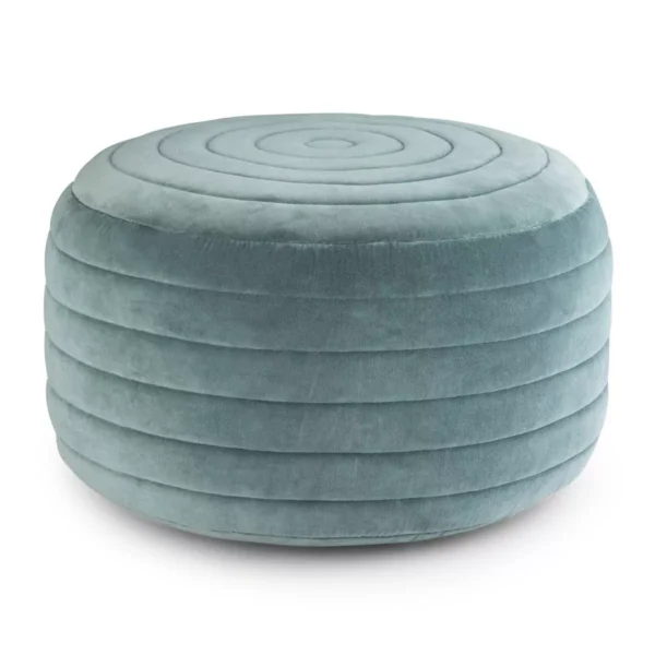 Puf redondo de 50 cm x 35 cm color turquesa estilo Ana - WyndenHall