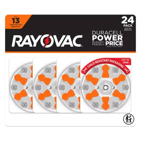 Paquete de 4 pilas para audífonos de tamaño 13 marca Rayovac