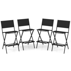 Juego de 4 bancos color negro para patio con reposapiés - Cosway