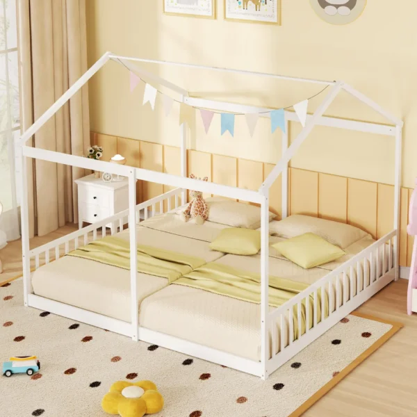 Base de cama doble para niños pequeños con barandilla marca Giantex