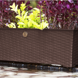 Alternative view of Maceta Jardinera de plástico diseño rattan de 60 cm color BLANCO