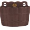 Maceta para pared de plástico estilo madera de 17 cm color chocolate