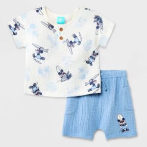 Conjunto de 2 piezas: camiseta y short de mickey mouse para bebé, talla 6/9 meses