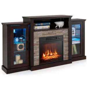 Mueble para televisión de 65 Pulgadas con chimenea eléctrica - Costway