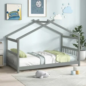 Cama con techo para niños tamaño individual marca Costway