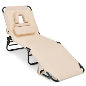 Camastro plegable color beige marca Costway