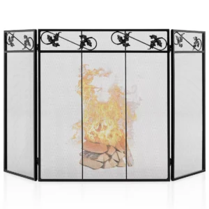 Reja protectora de chimenea de 3 paneles marca Tangkula