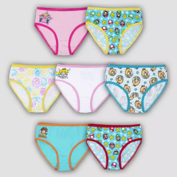 Paquete de 7 calzones para niña talla 4 marca Super Mario
